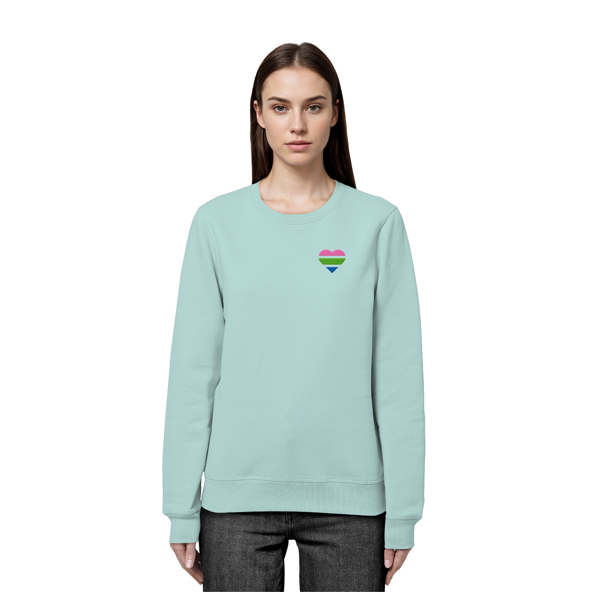 Organic Basic Sweatshirt mit Herz Stick - Polysexual