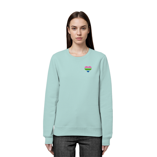 Organic Basic Sweatshirt - Polysexual Flag Herz Stick