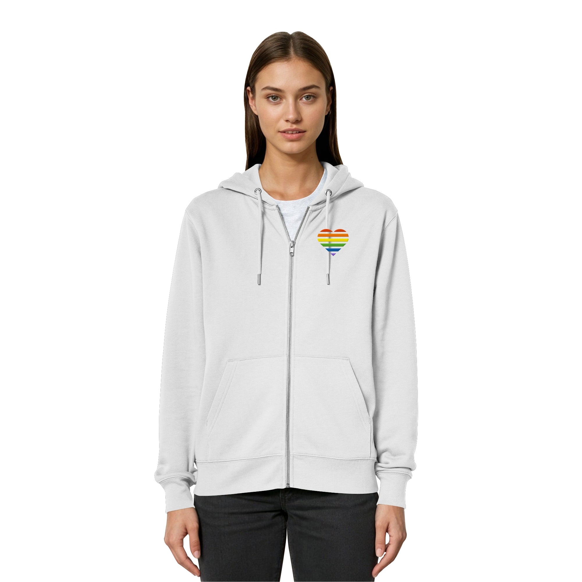 Organic Relaxed Zipper - Pride Flag Herz Stick