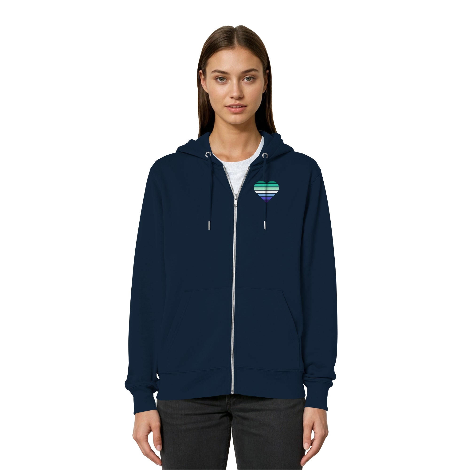 Organic Relaxed Zipper - Gay Flag Herz Print