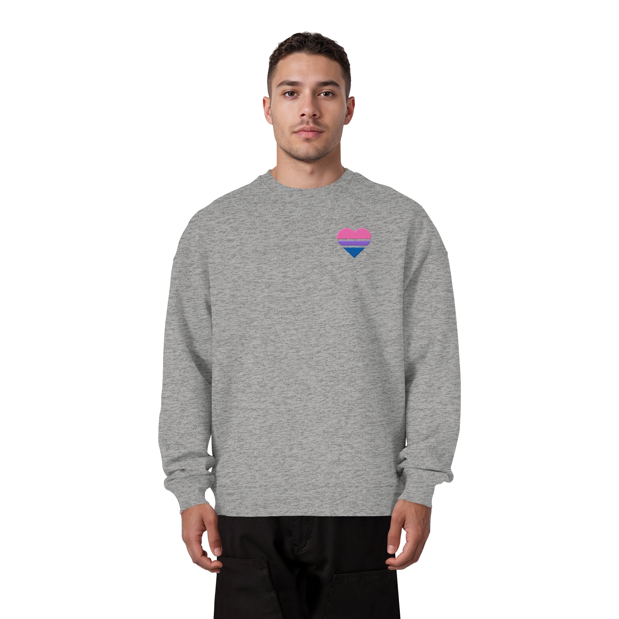 Organic Oversize Sweatshirt - Bisexual Flag Herz Stick