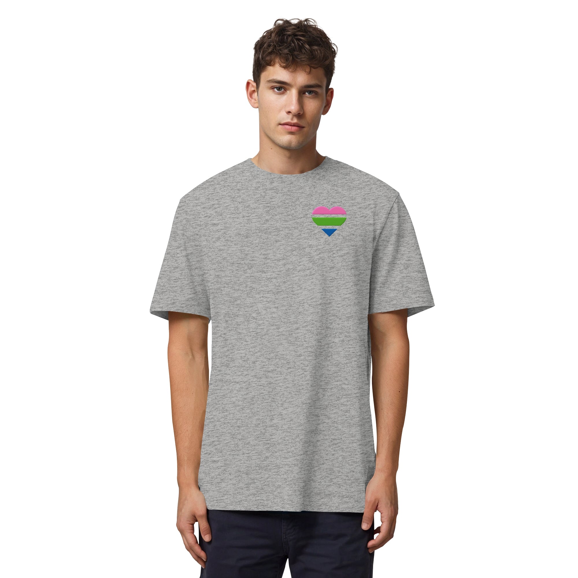 Organic Heavy Shirt - Polysexual Flag Herz Stick