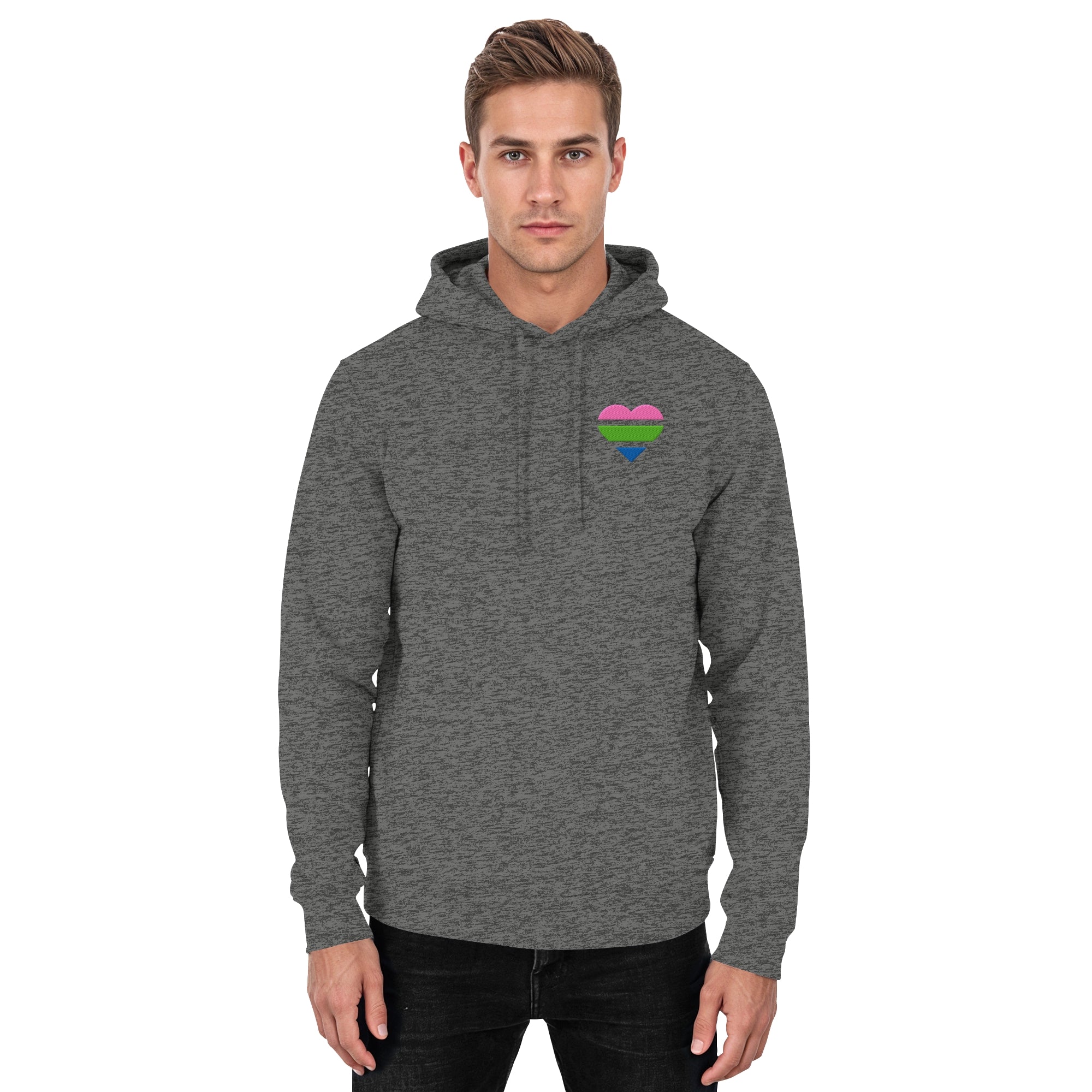 Basic Hoodie - Polysexual Flag Herz Stick