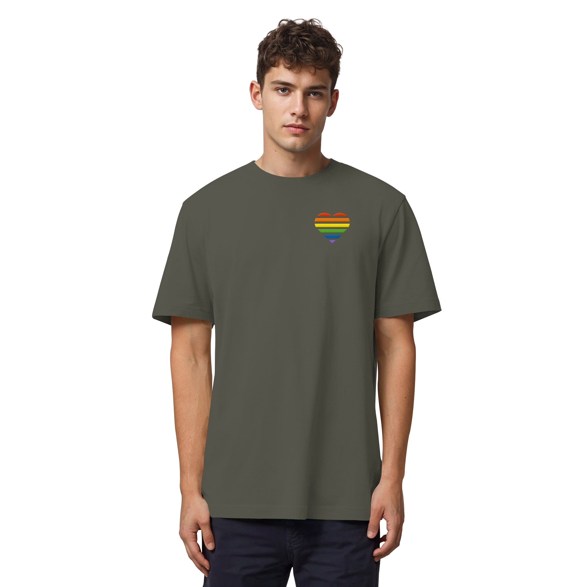 Organic Heavy Shirt - Pride Flag Herz Stick