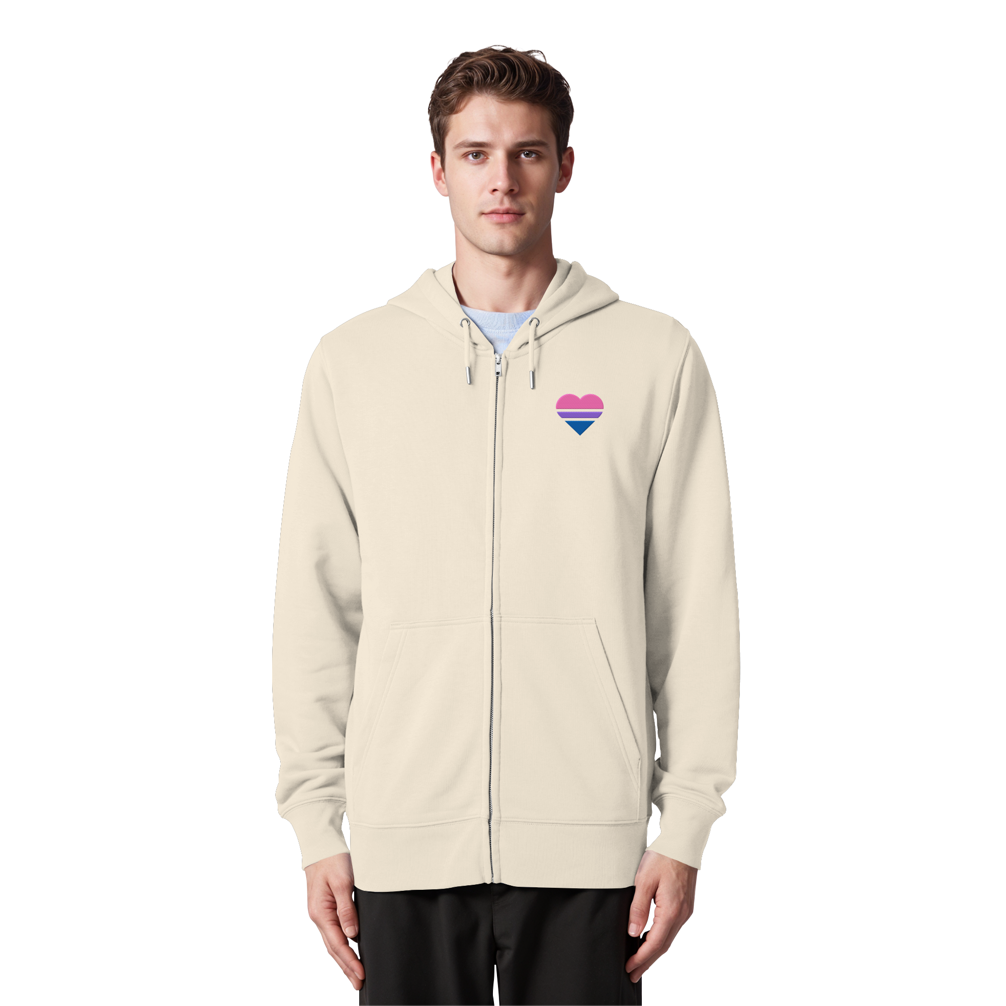 Organic Zipper - Bisexual Flag Herz Stick