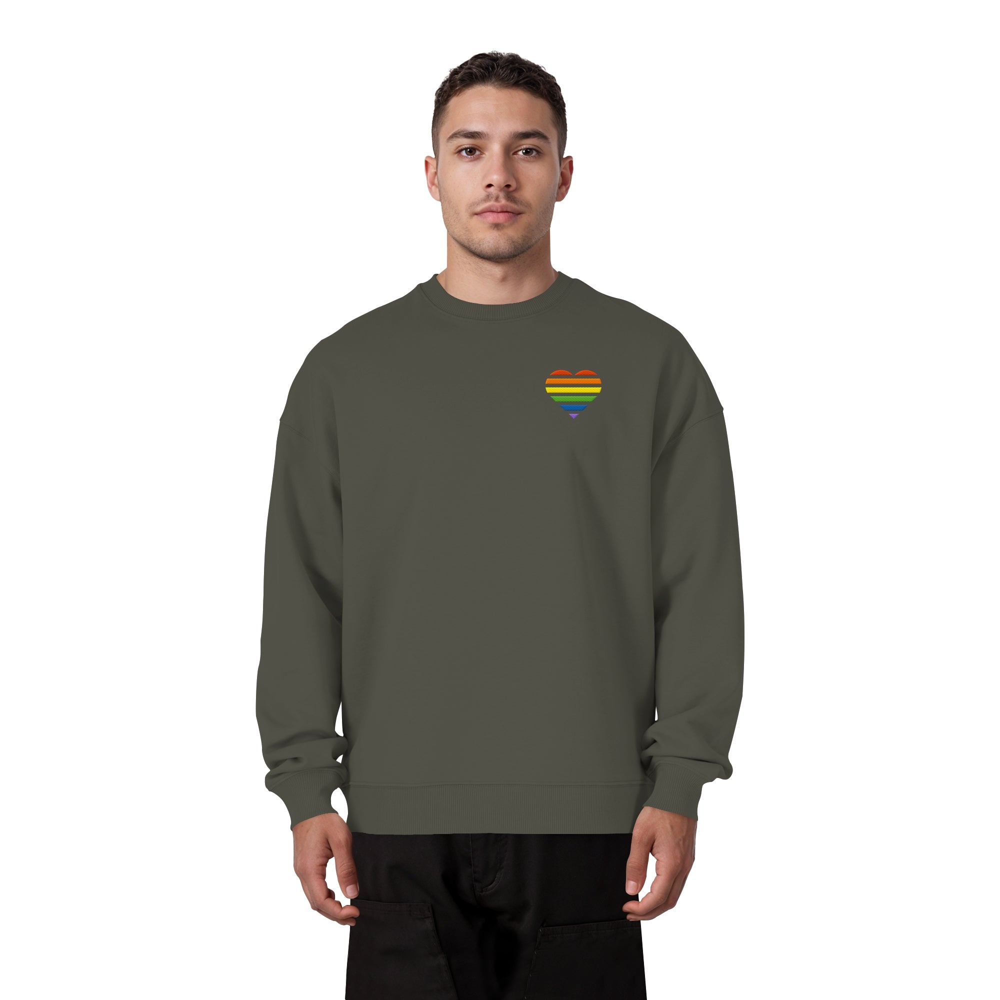 Organic Oversize Sweatshirt - Pride Flag Herz Stick