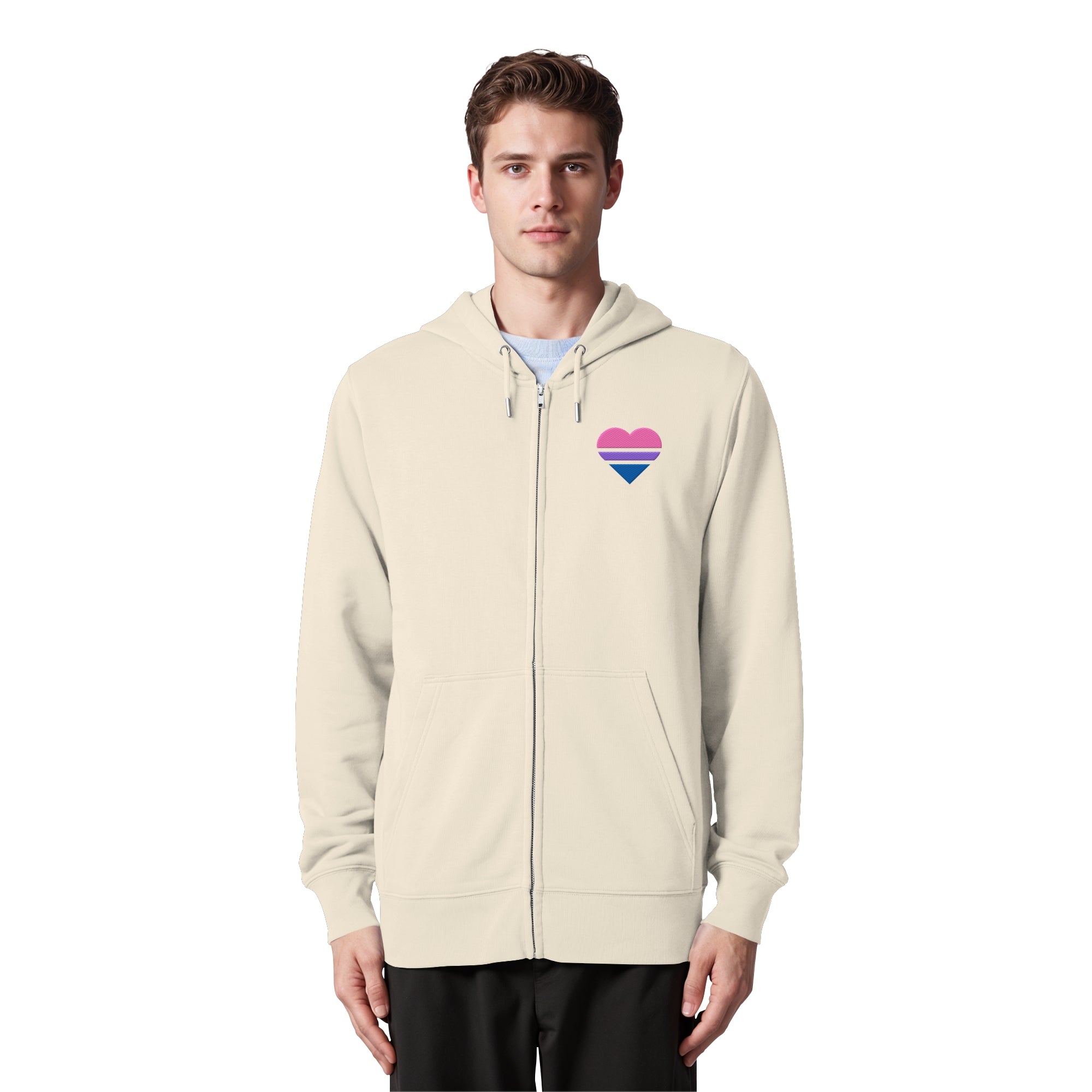 Organic Zipper - Bisexual Flag Herz Stick