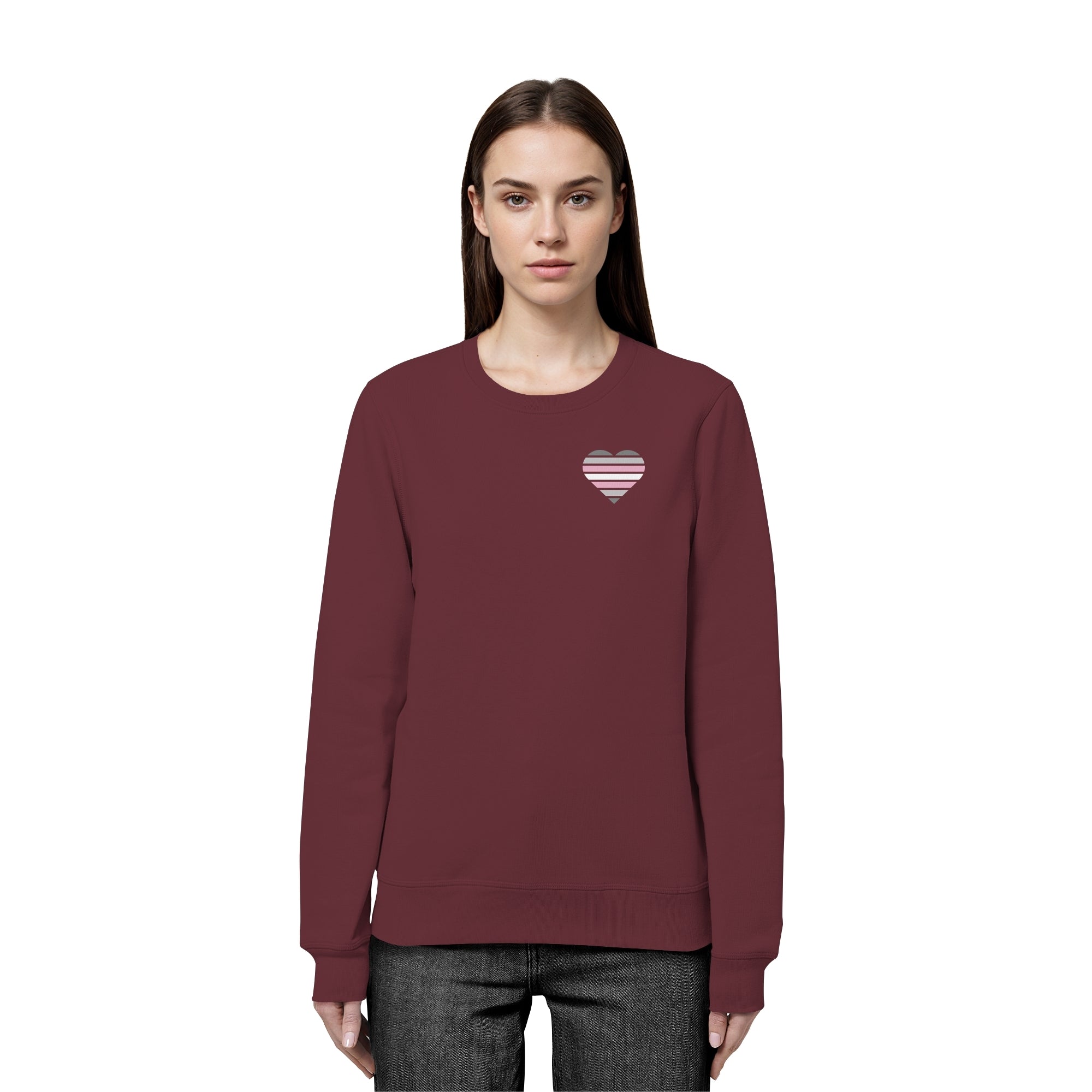 Organic Basic Sweatshirt - Demigirl Flag Herz Print