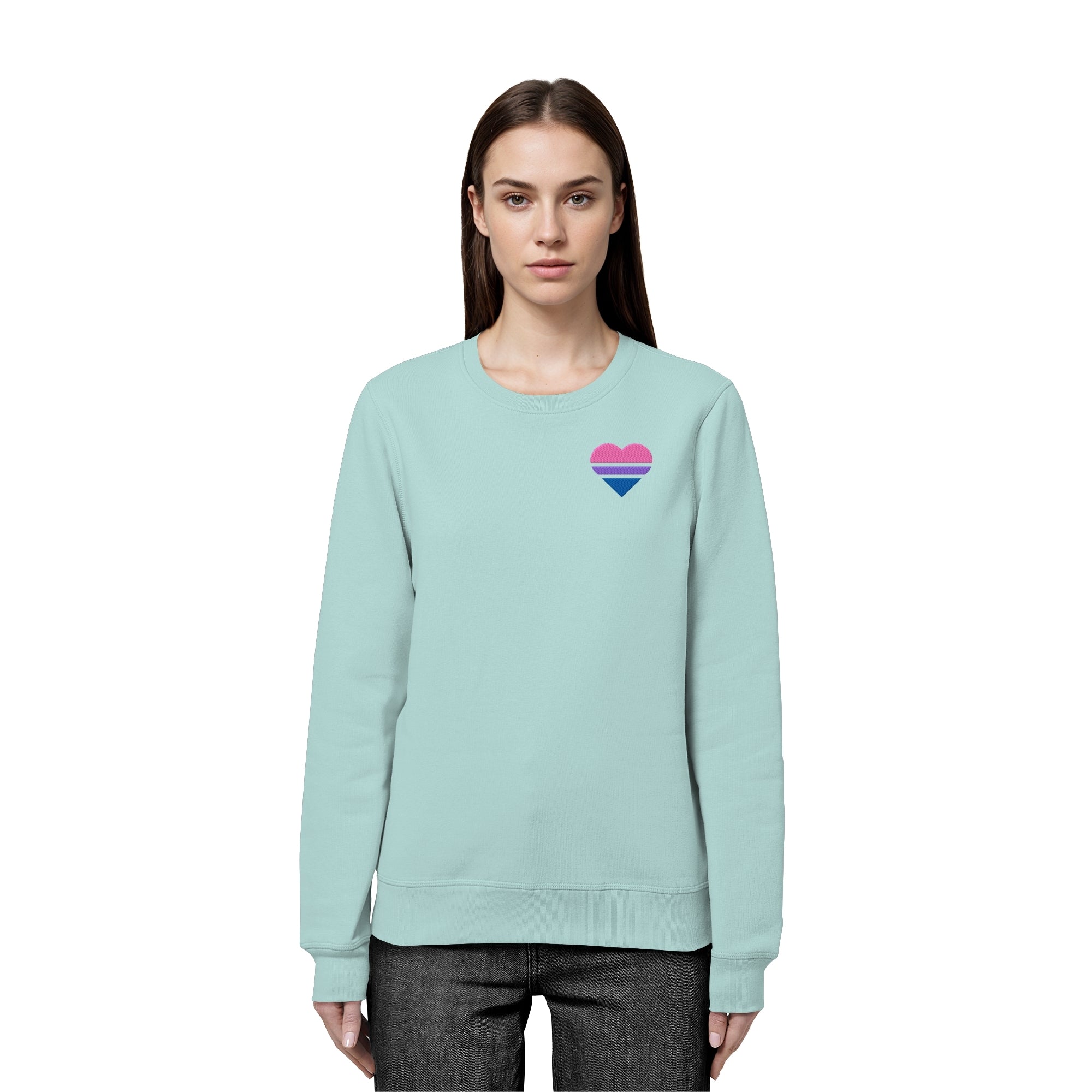 Organic Basic Sweatshirt - Bisexual Flag Herz Stick