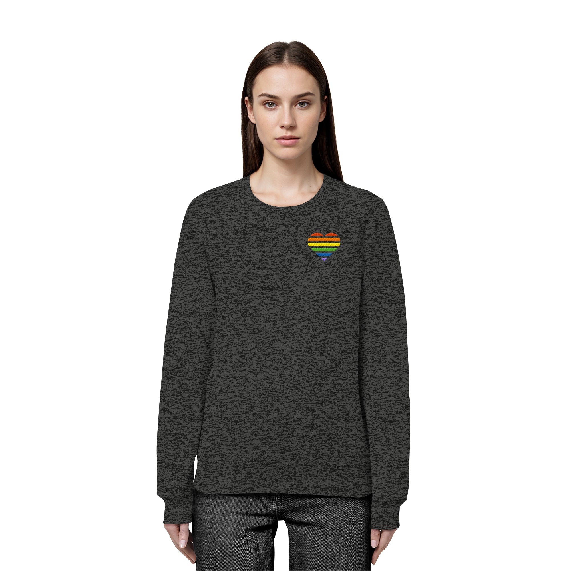 Organic Basic Sweatshirt - Pride Flag Herz Stick