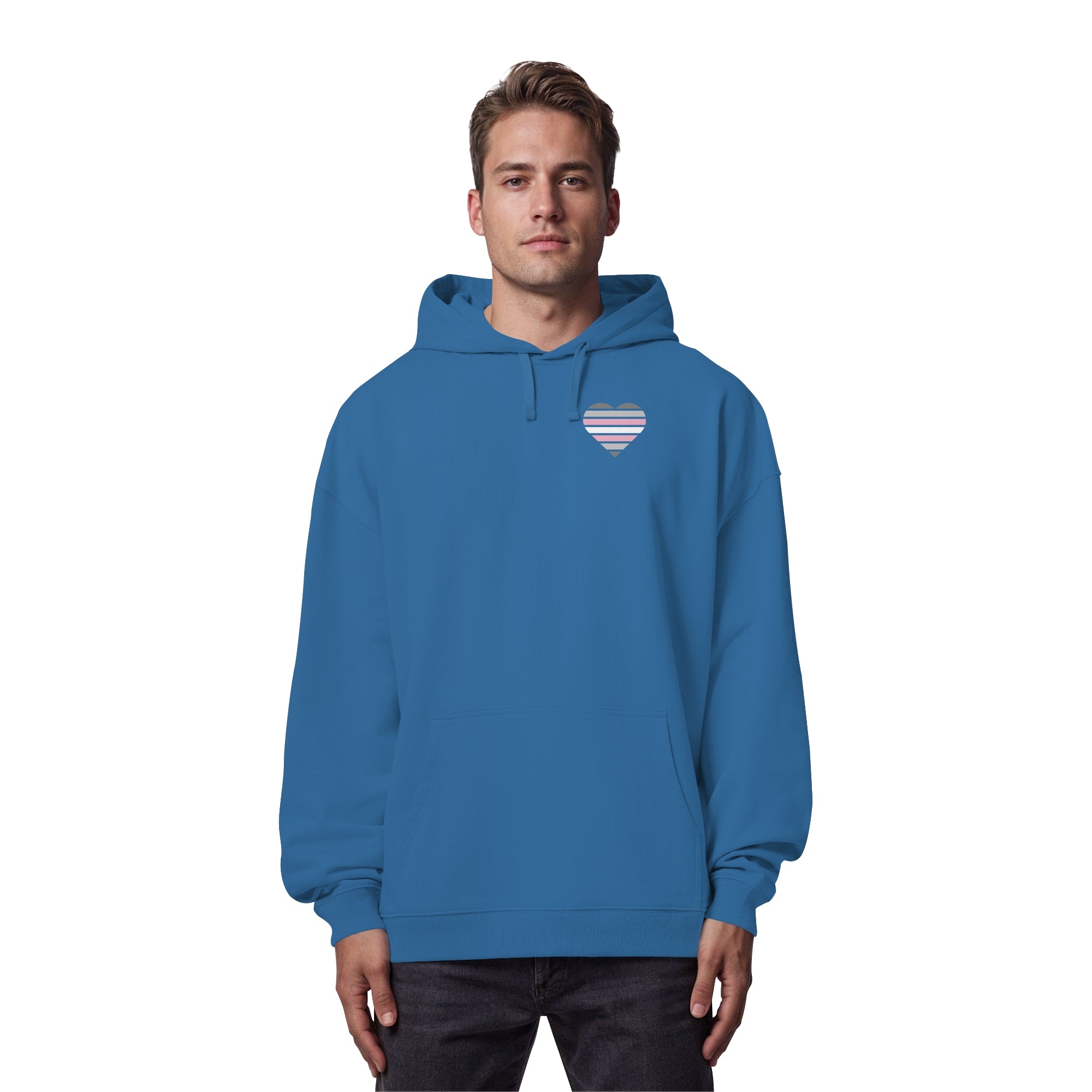 Organic Oversize Hoodie - Demigirl Flag Herz Print