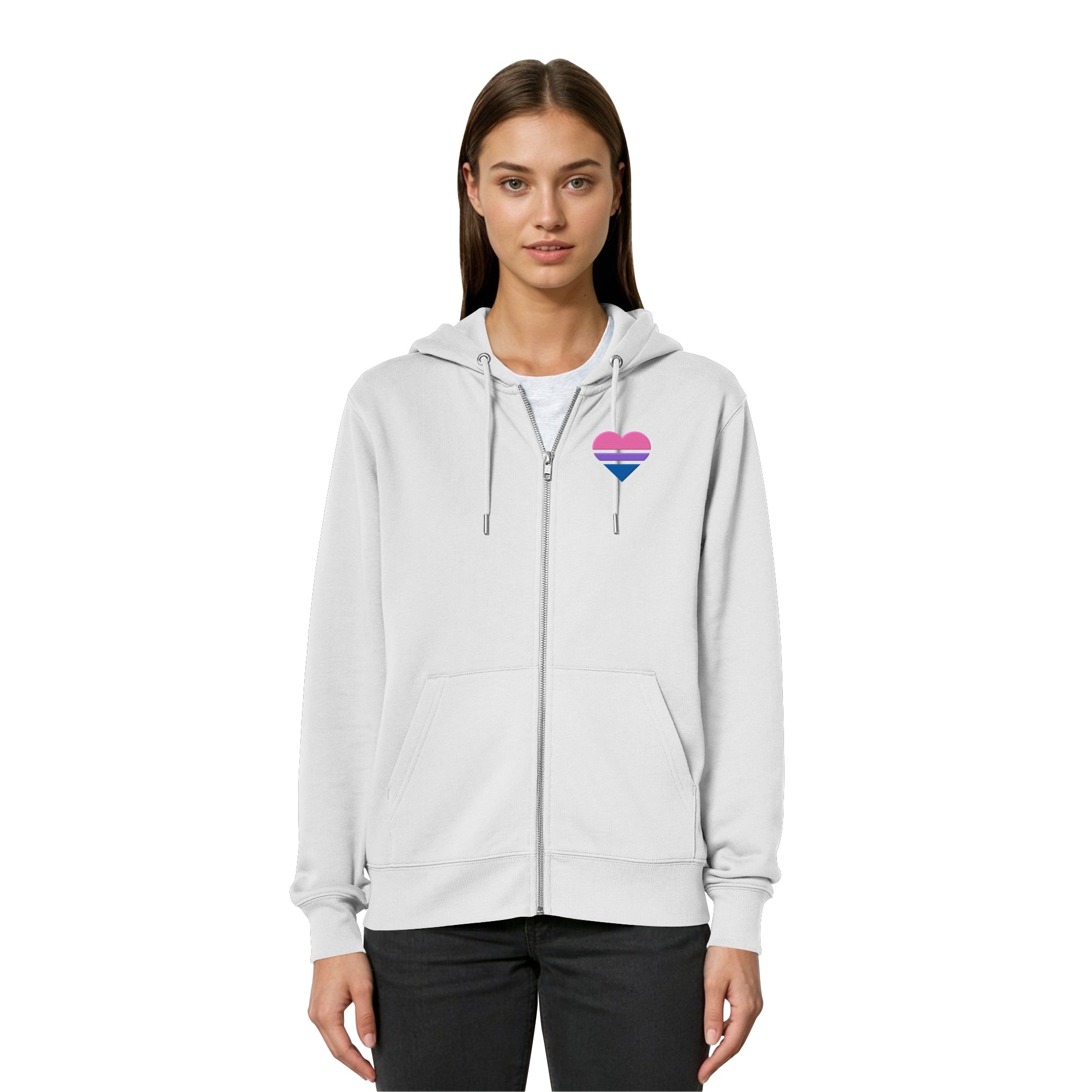 Organic Relaxed Zipper - Bisexual Flag Herz Stick
