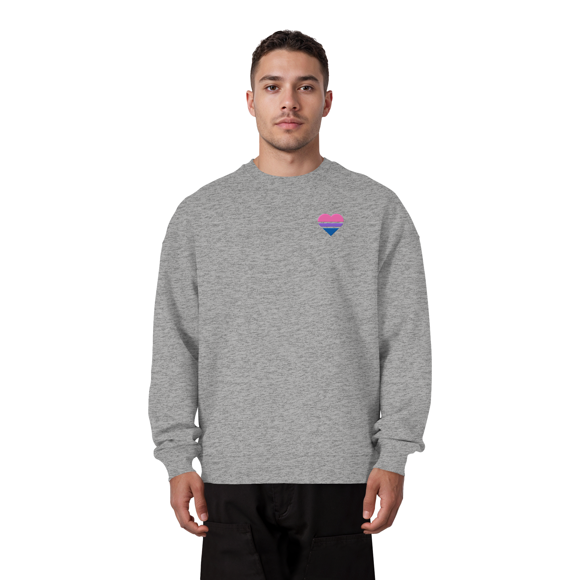 Organic Oversize Sweatshirt - Bisexual Flag Herz Stick