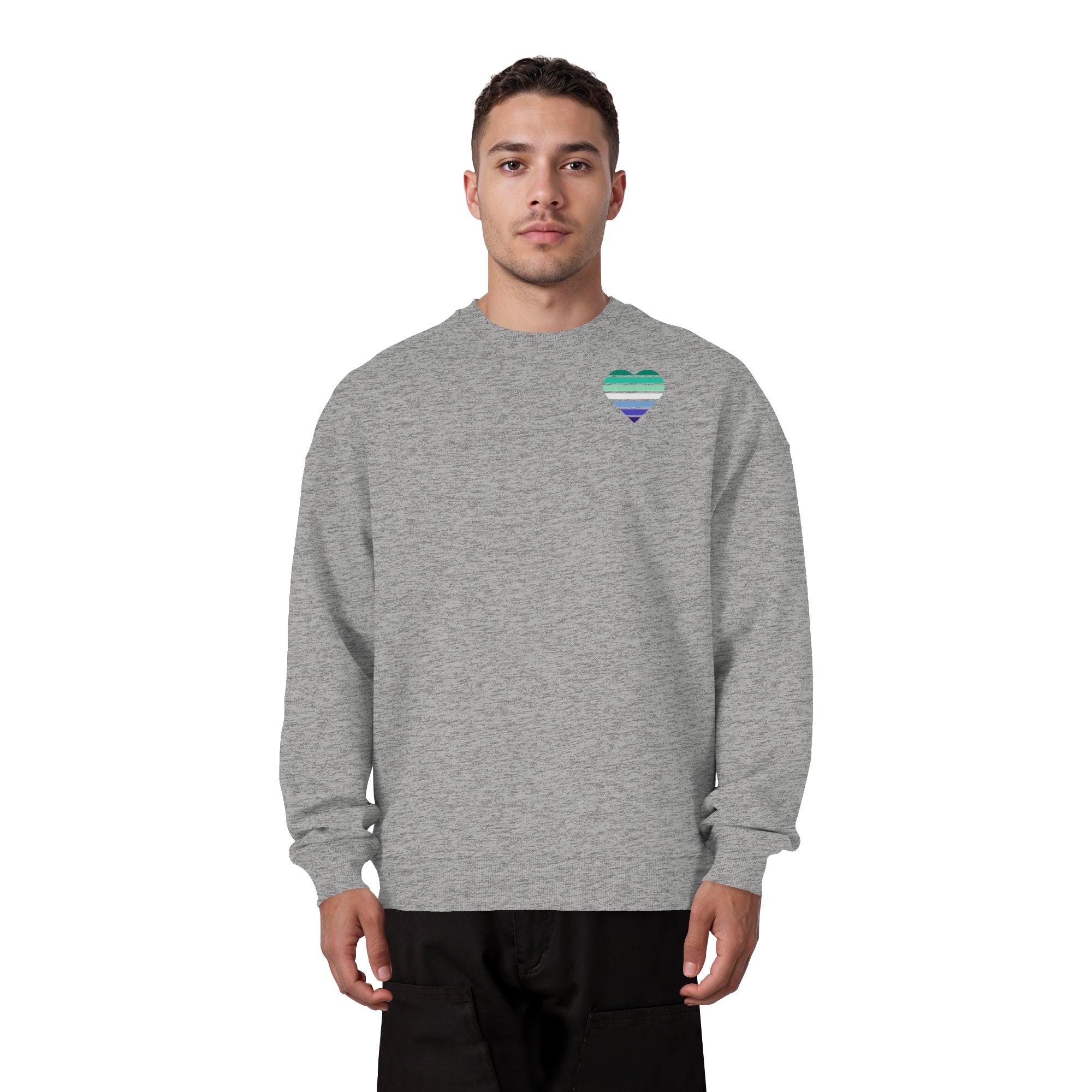 Organic Oversize Sweatshirt - Gay Flag Herz Print