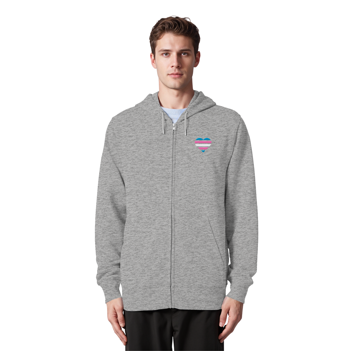 Organic Zipper mit Herz Stick - Trans