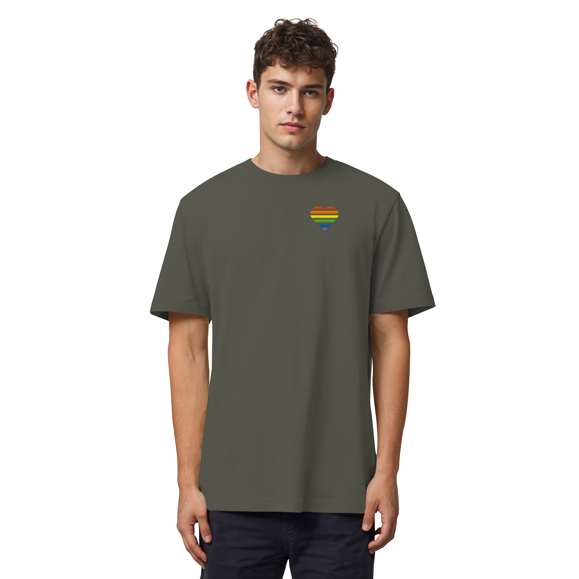 Organic Heavy Shirt - Pride Flag Herz Stick