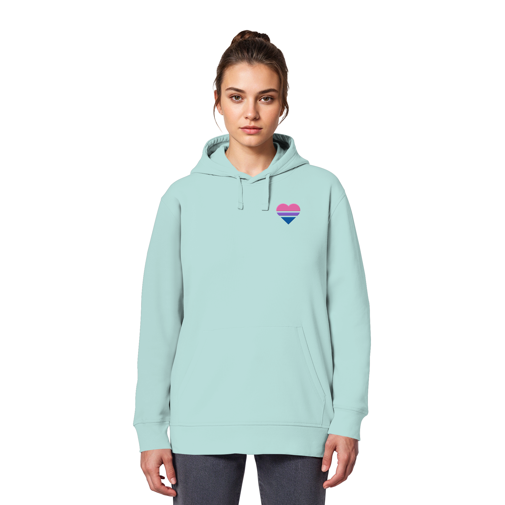 Organic Basic Hoodie - Bisexual Flag Herz Stick