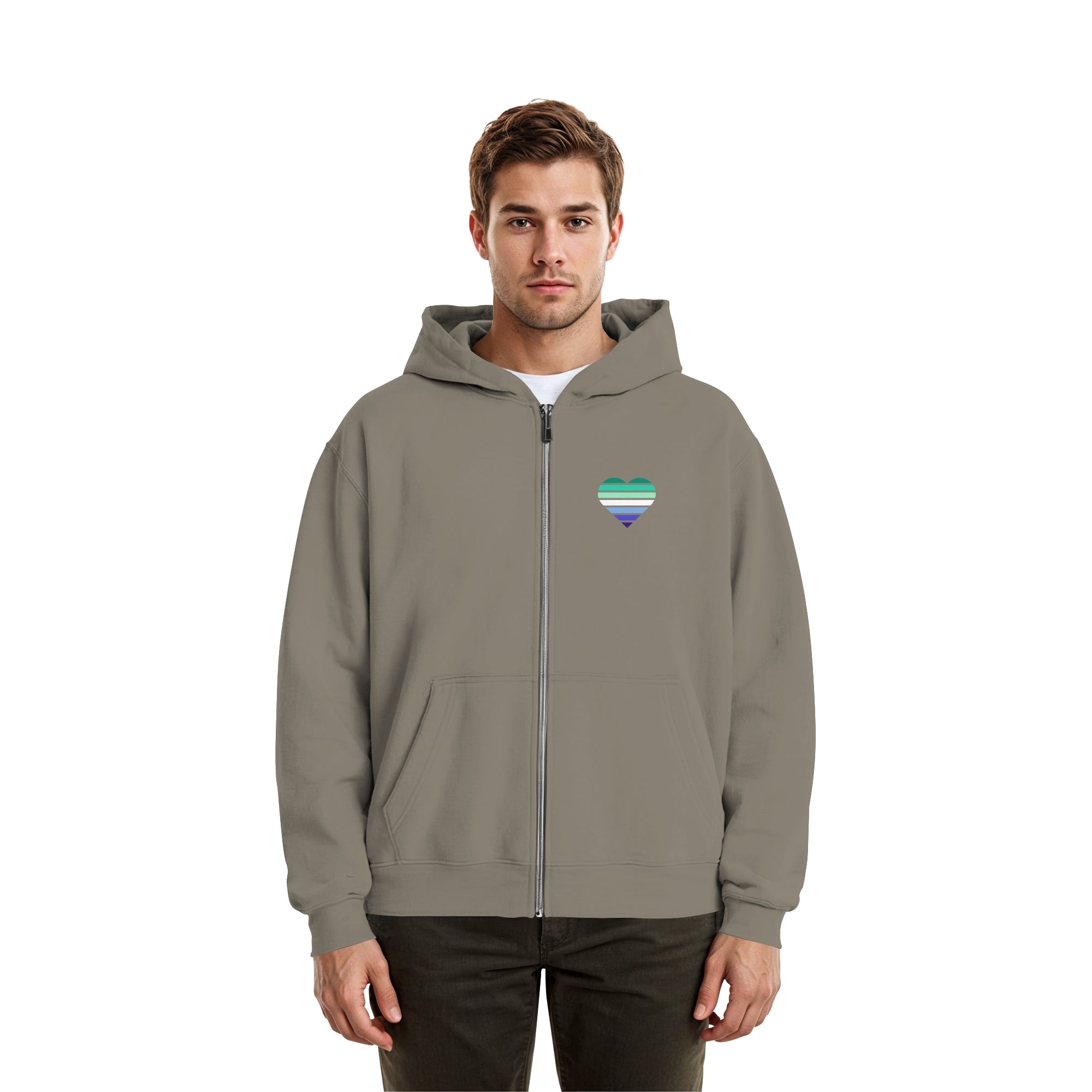 Fluffy Boxcut Zipper - Gay Flag Herz Print