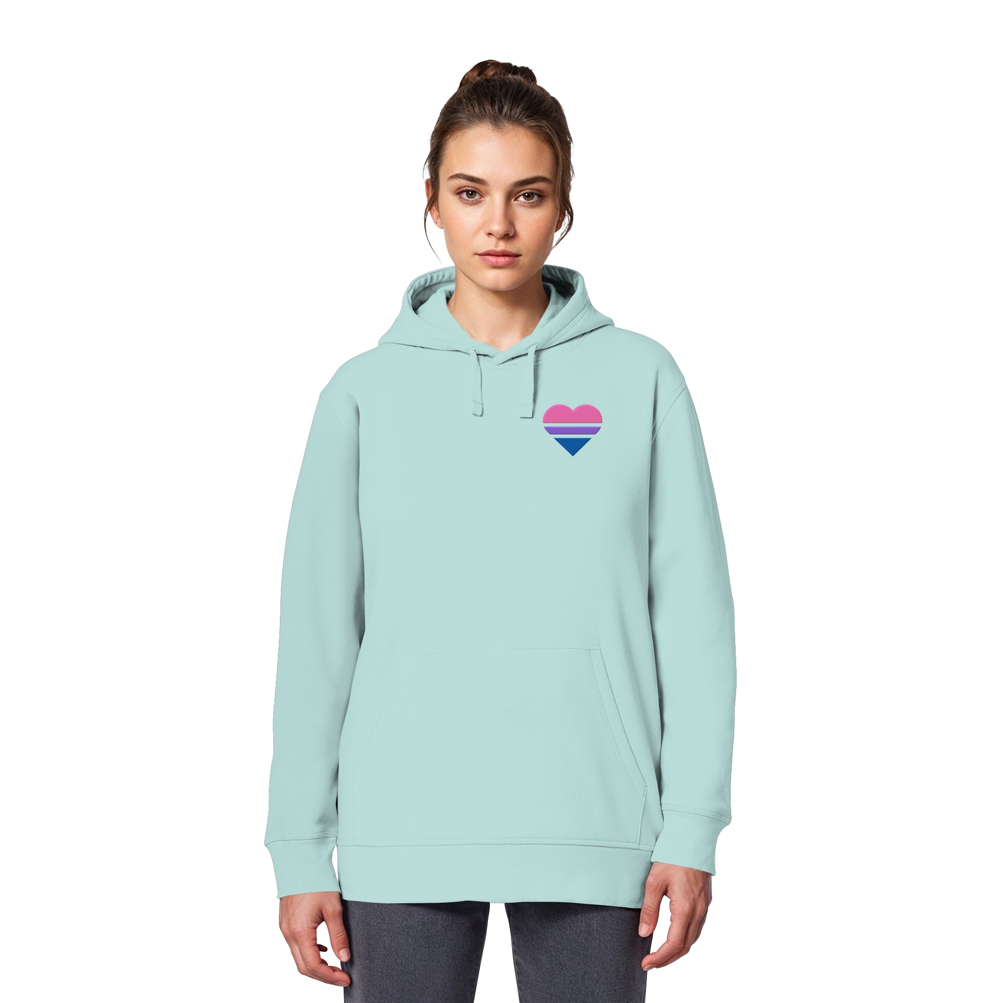 Organic Basic Hoodie - Bisexual Flag Herz Stick