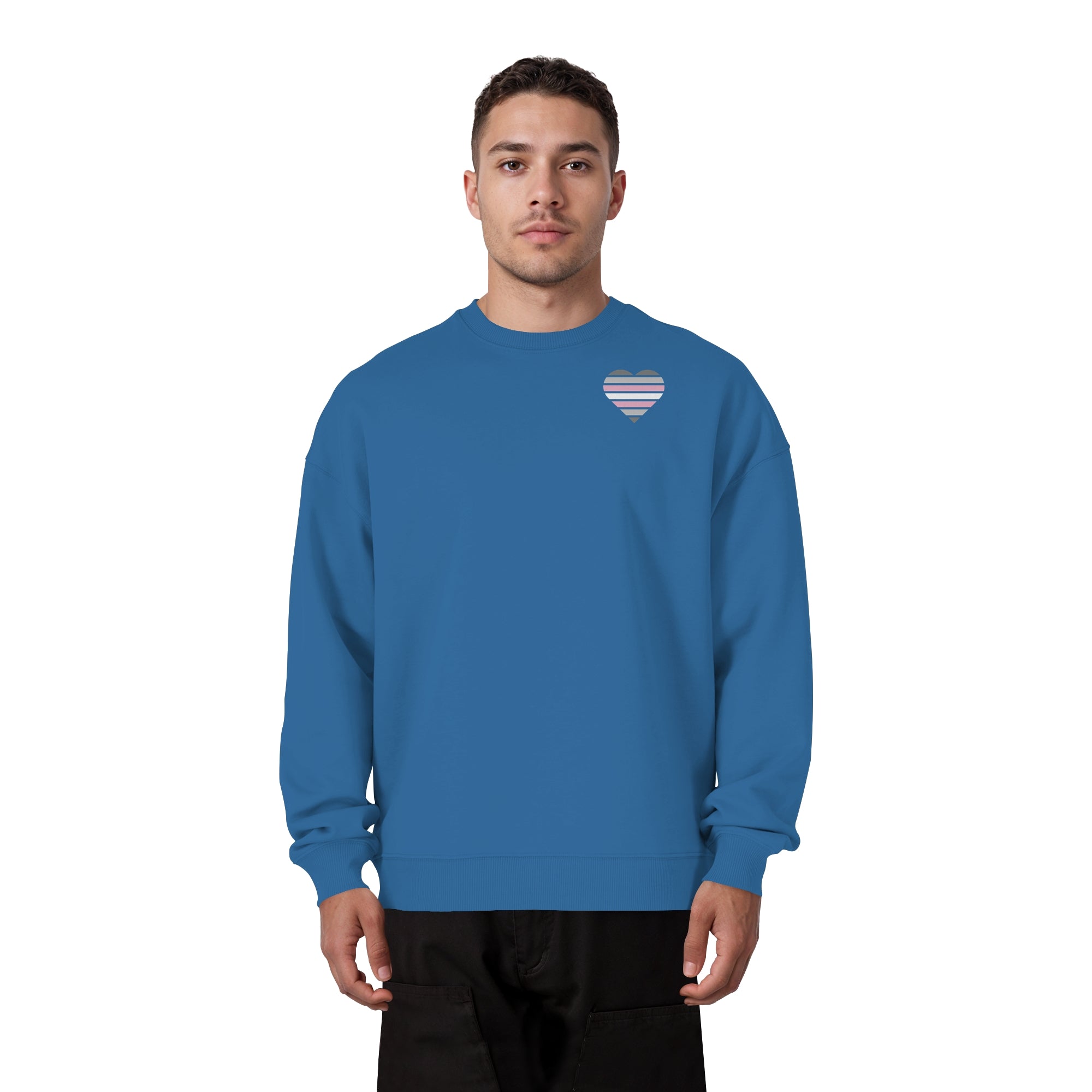 Organic Oversize Sweatshirt - Demigirl Flag Herz Print