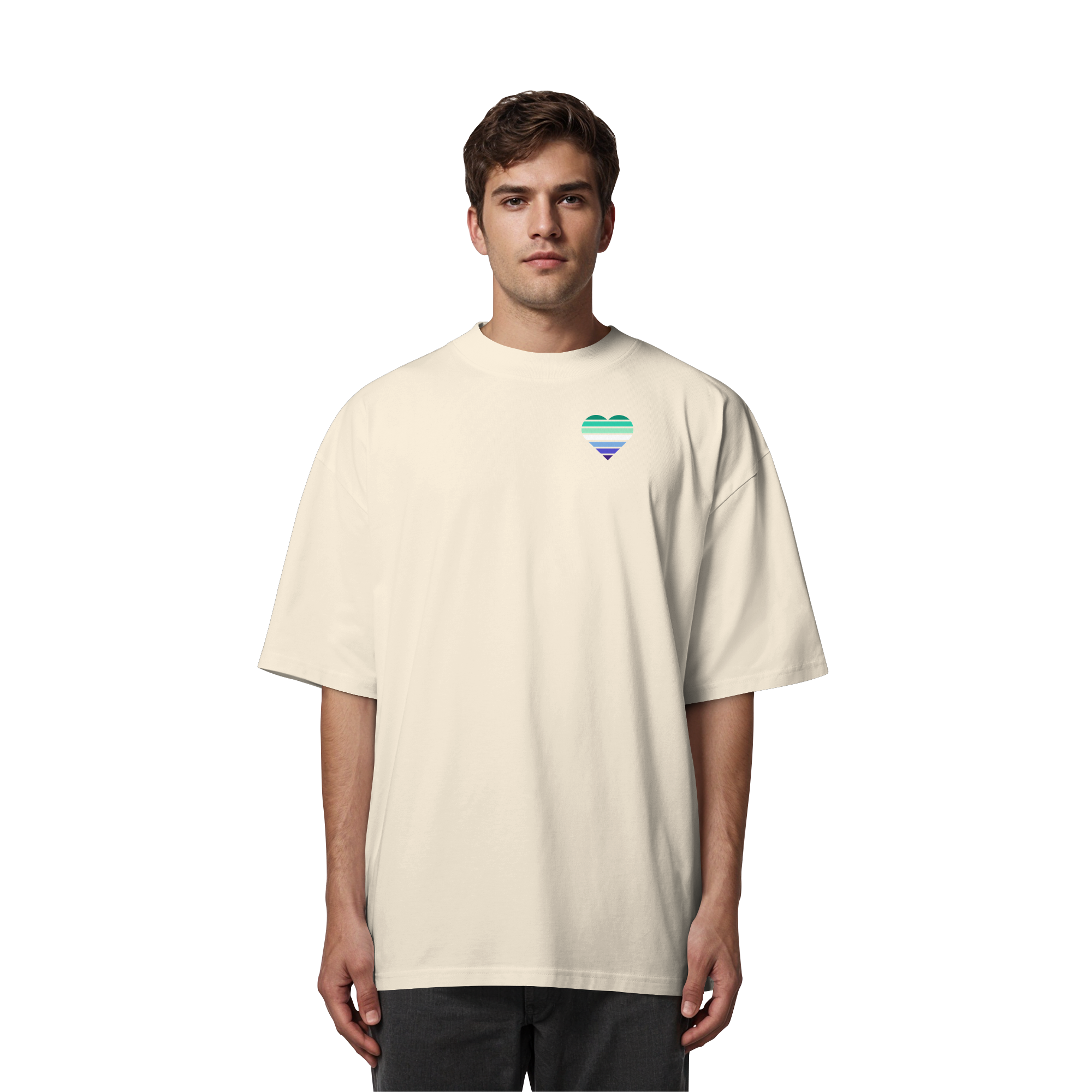 Organic Oversize Shirt - Gay Flag Herz Print