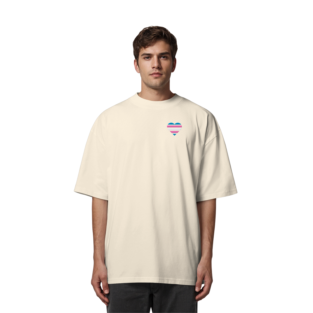 Organic Oversize Shirt mit Herz Stick - Trans