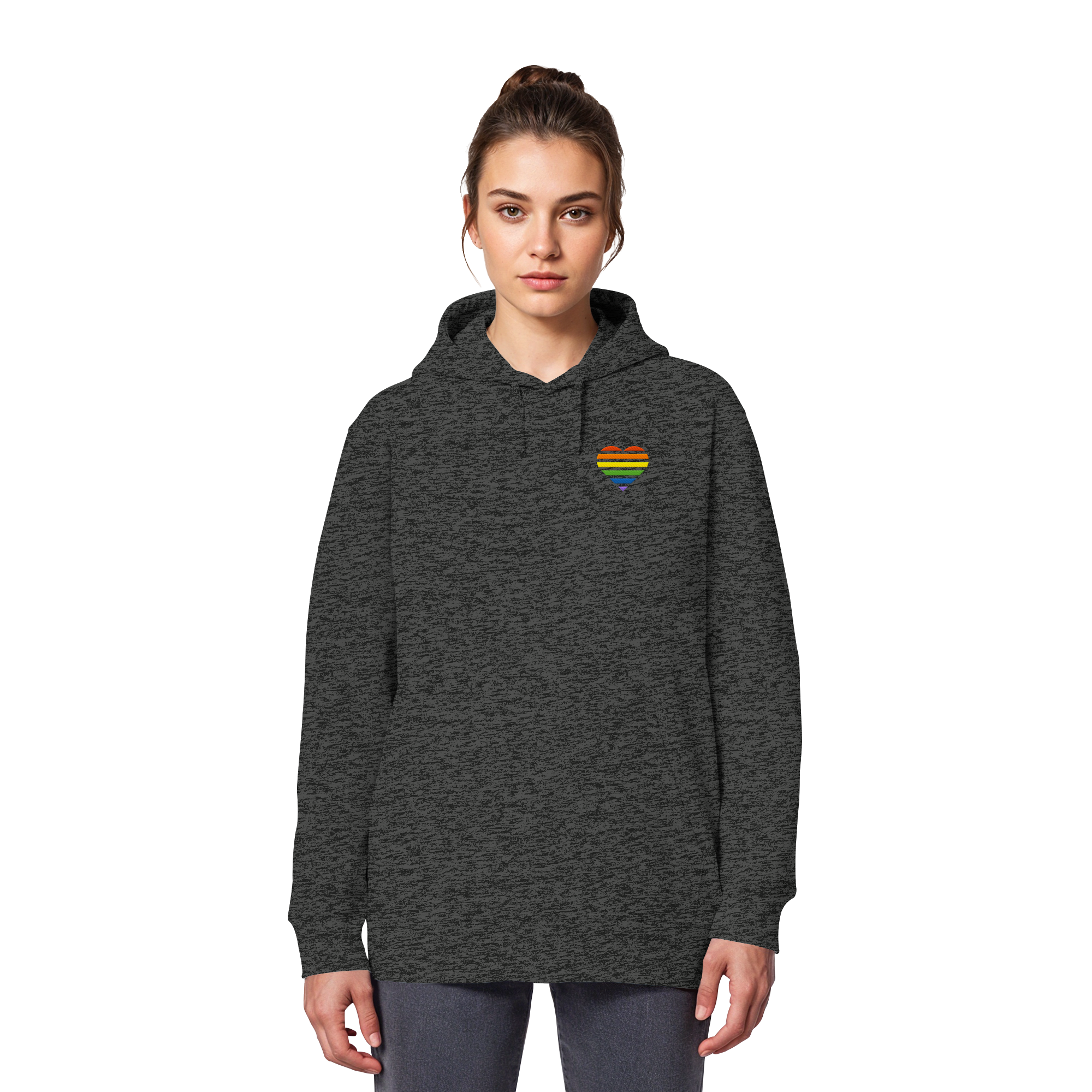 Organic Basic Hoodie - Pride Flag Herz Stick