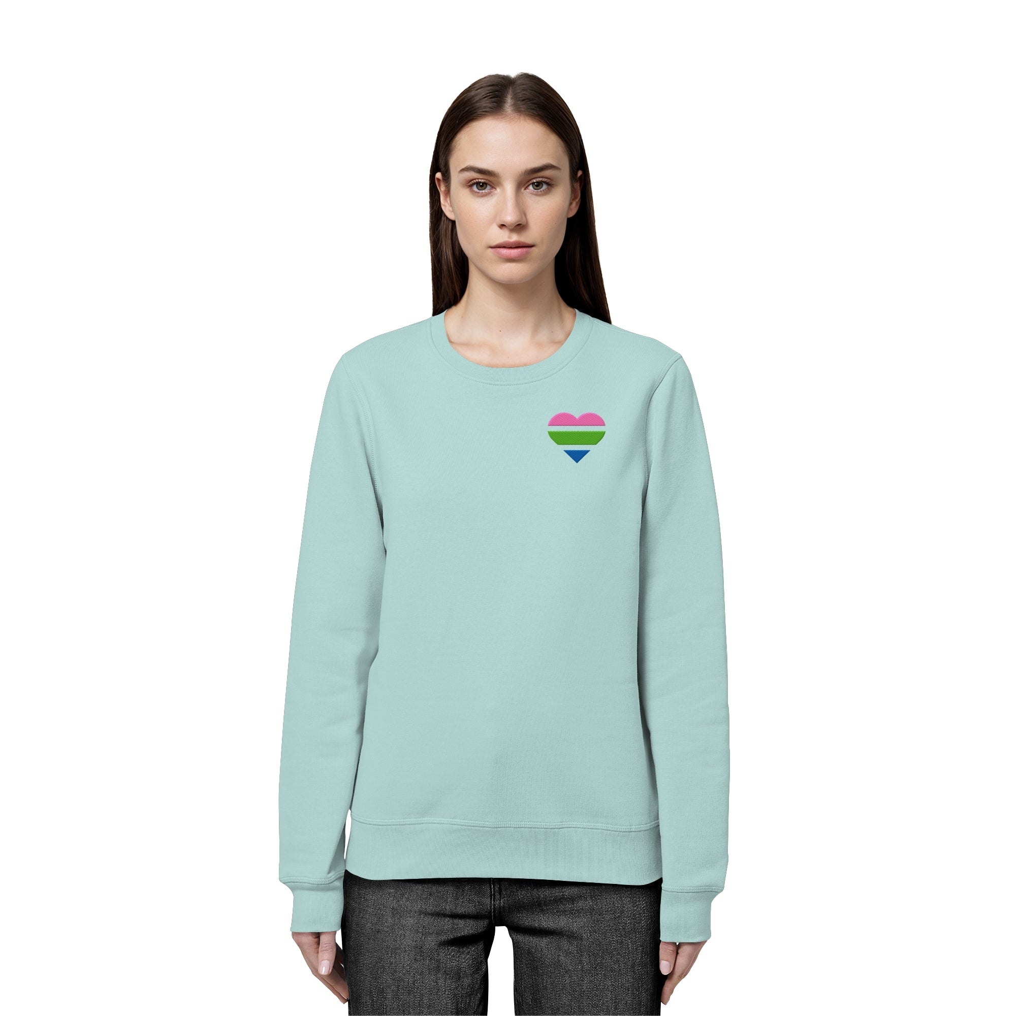 Organic Basic Sweatshirt - Polysexual Flag Herz Stick