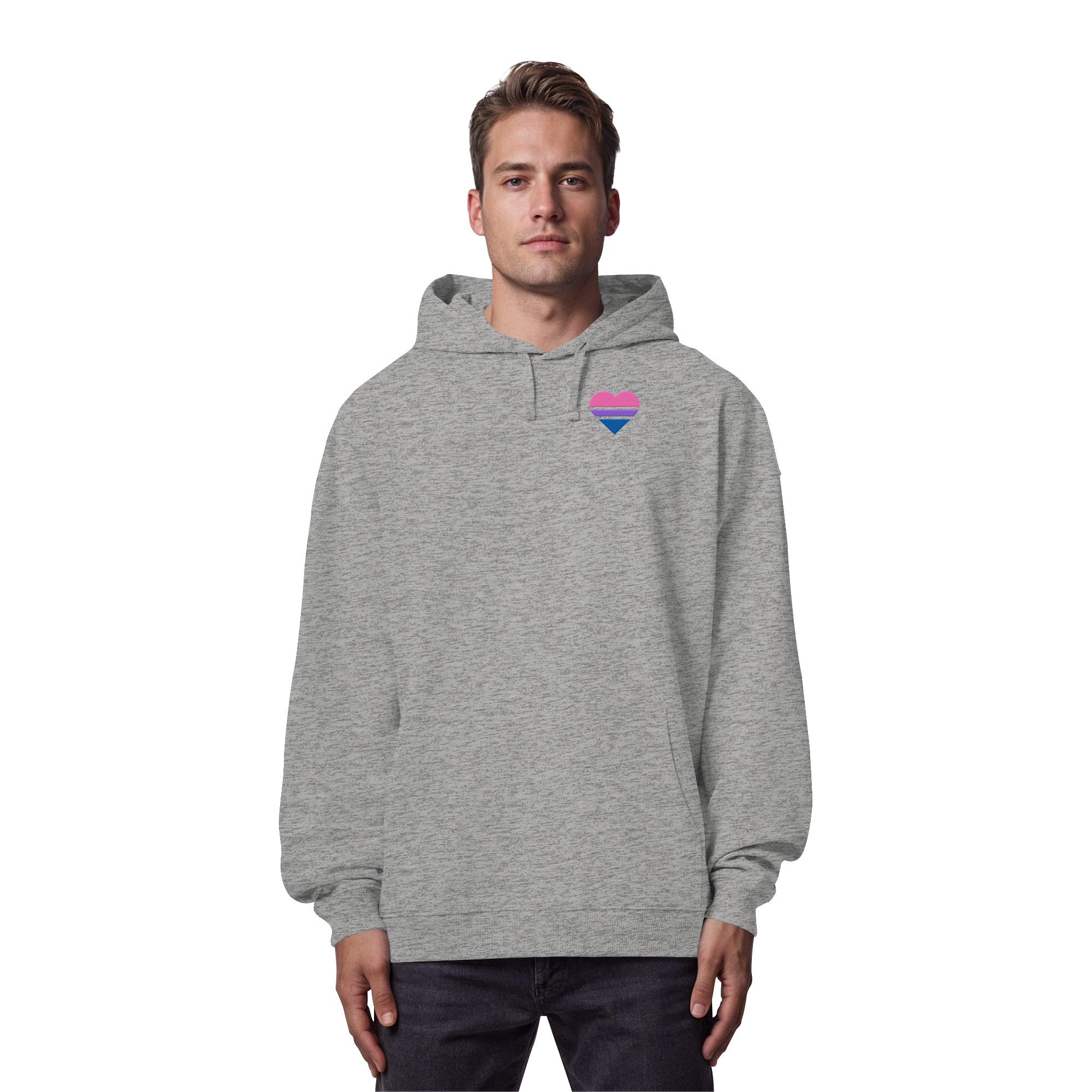 Organic Oversize Hoodie - Bisexual Flag Herz Stick