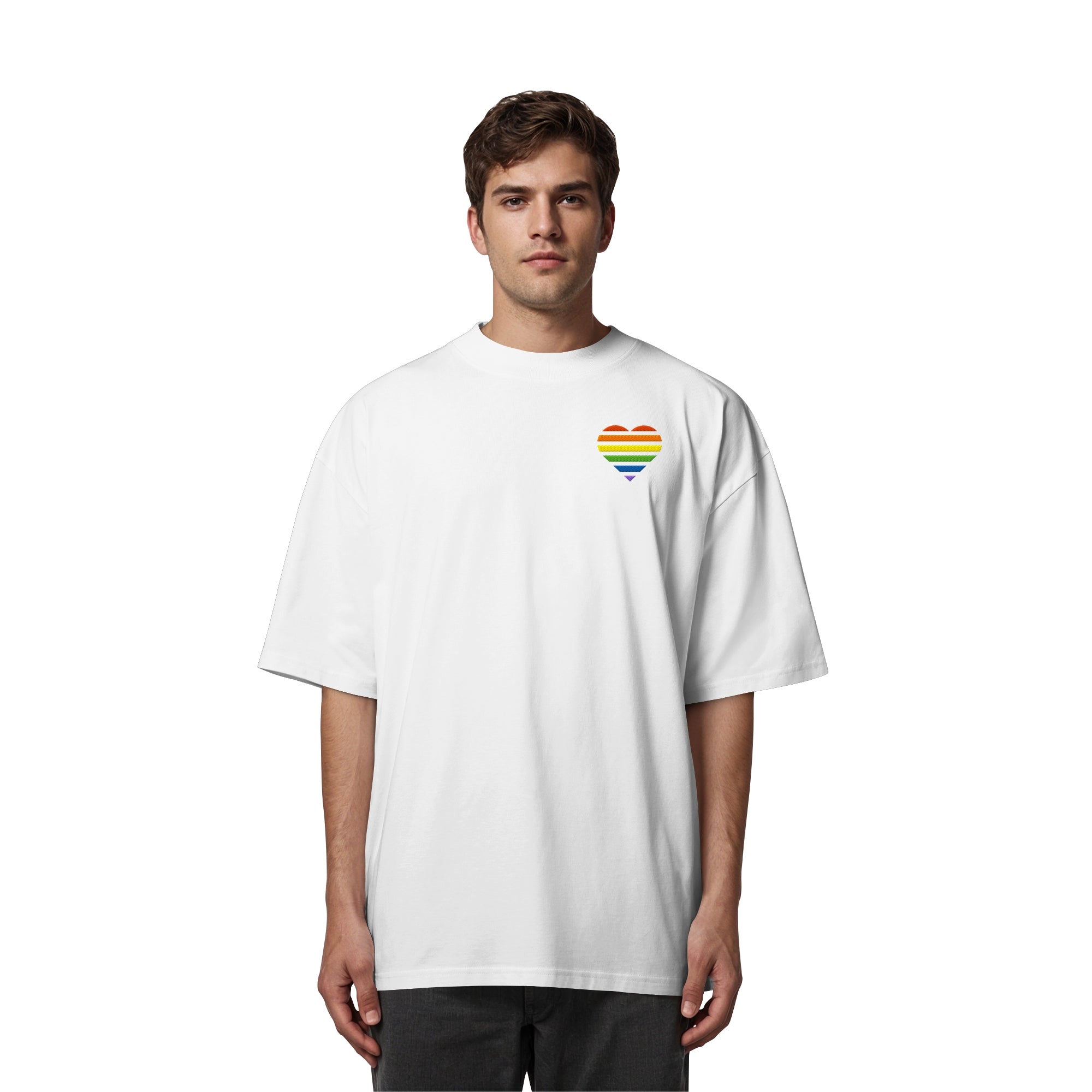 Organic Oversize Shirt - Pride Flag Herz Stick