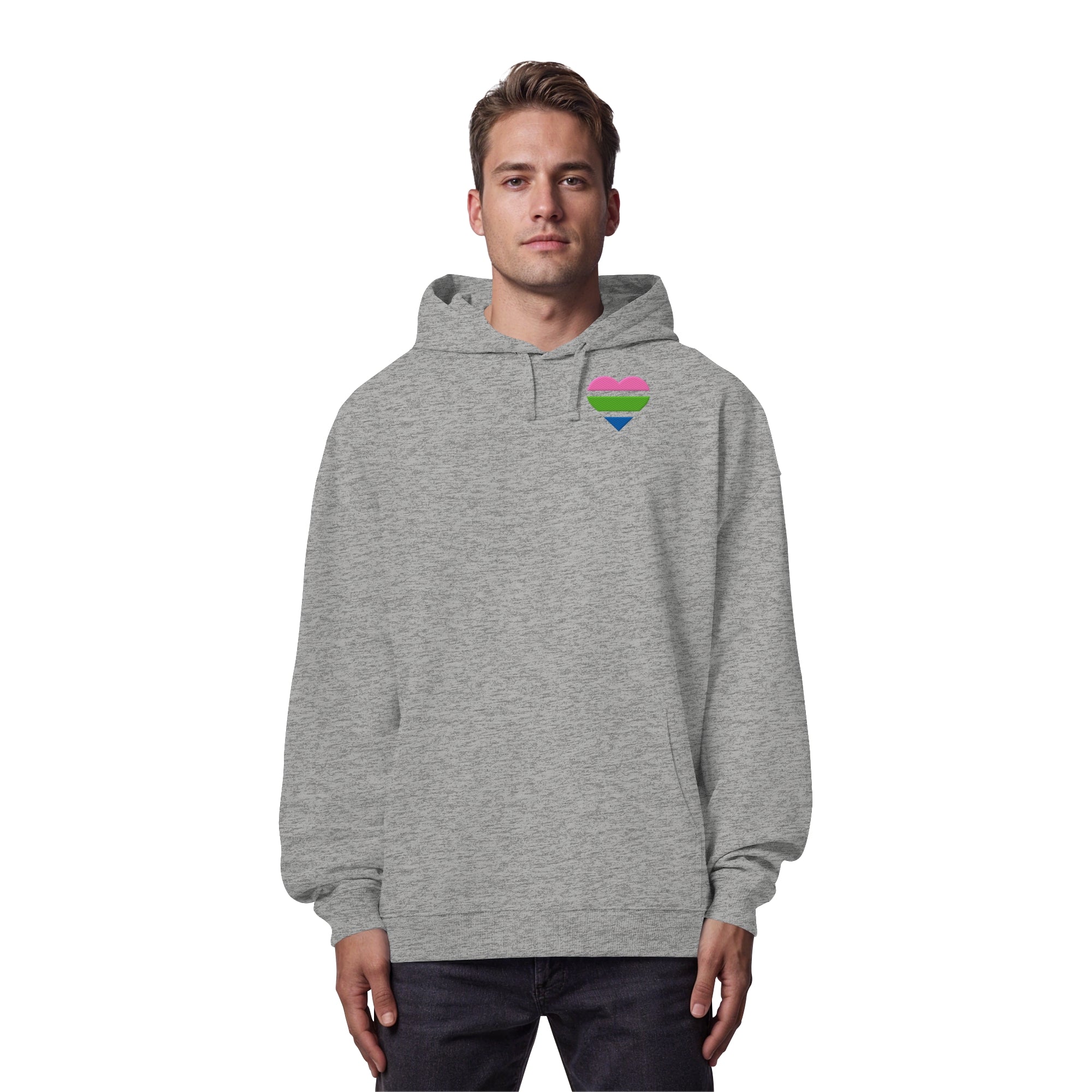 Organic Oversize Hoodie - Polysexual Flag Herz Stick