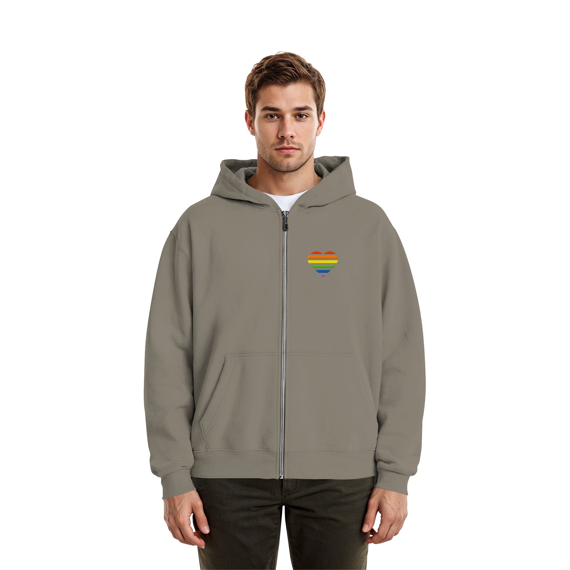 Fluffy Boxcut Zipper - Pride Flag Herz Stick