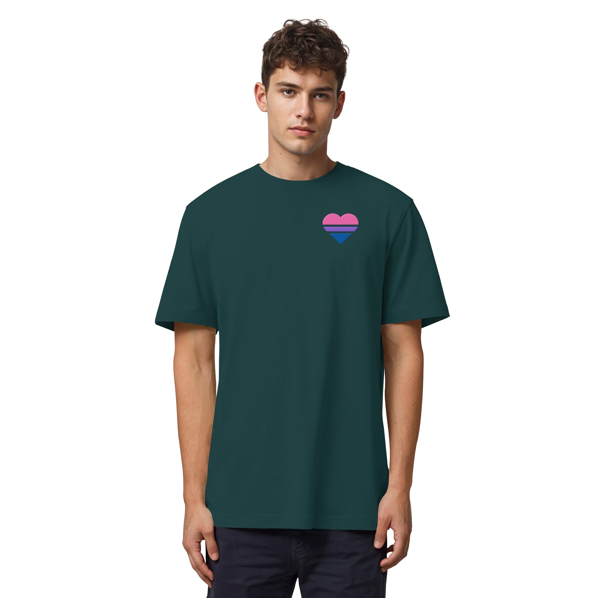 Organic Heavy Shirt - Bisexual Flag Herz Stick
