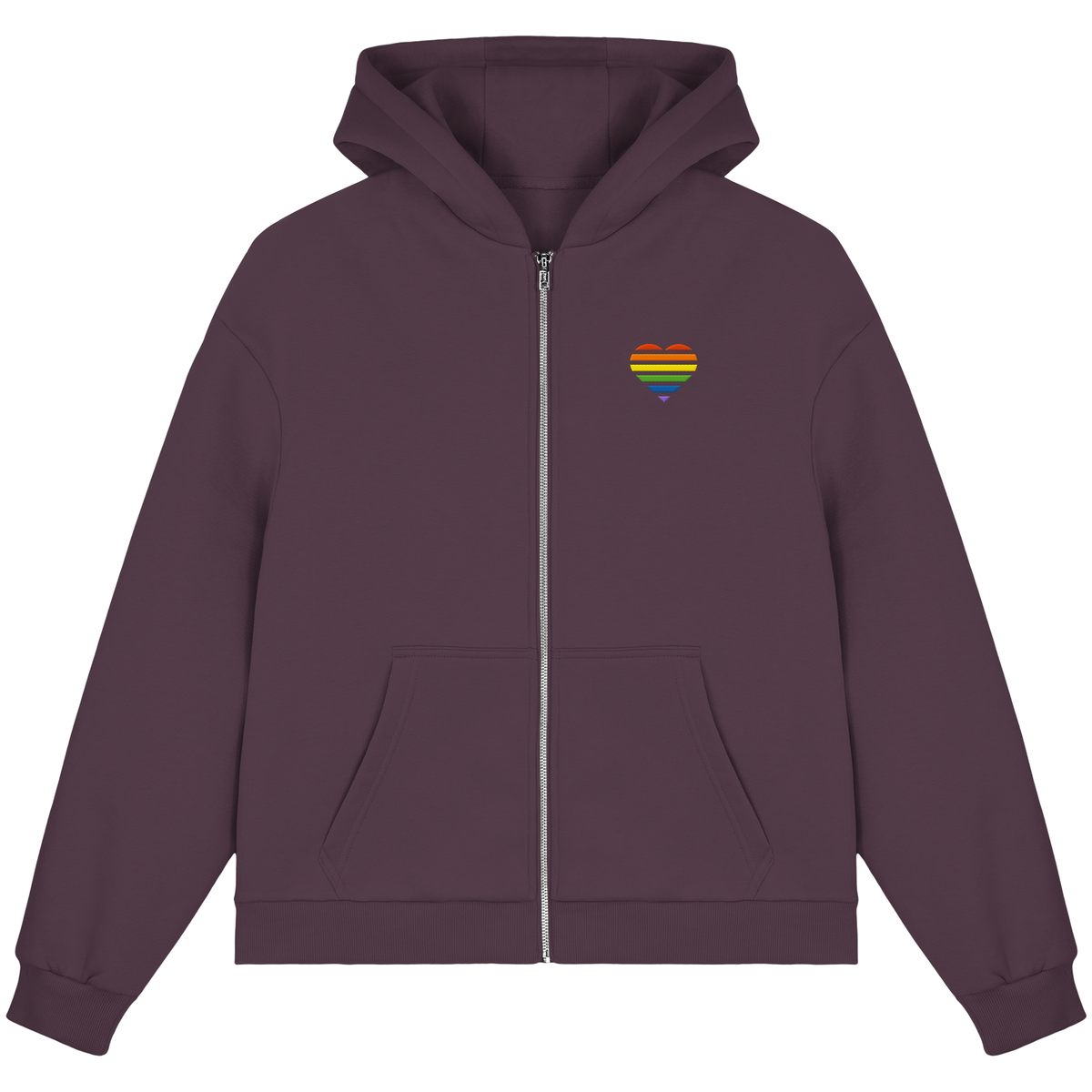 Fluffy Boxcut Zipper mit Herz Stick - Pride