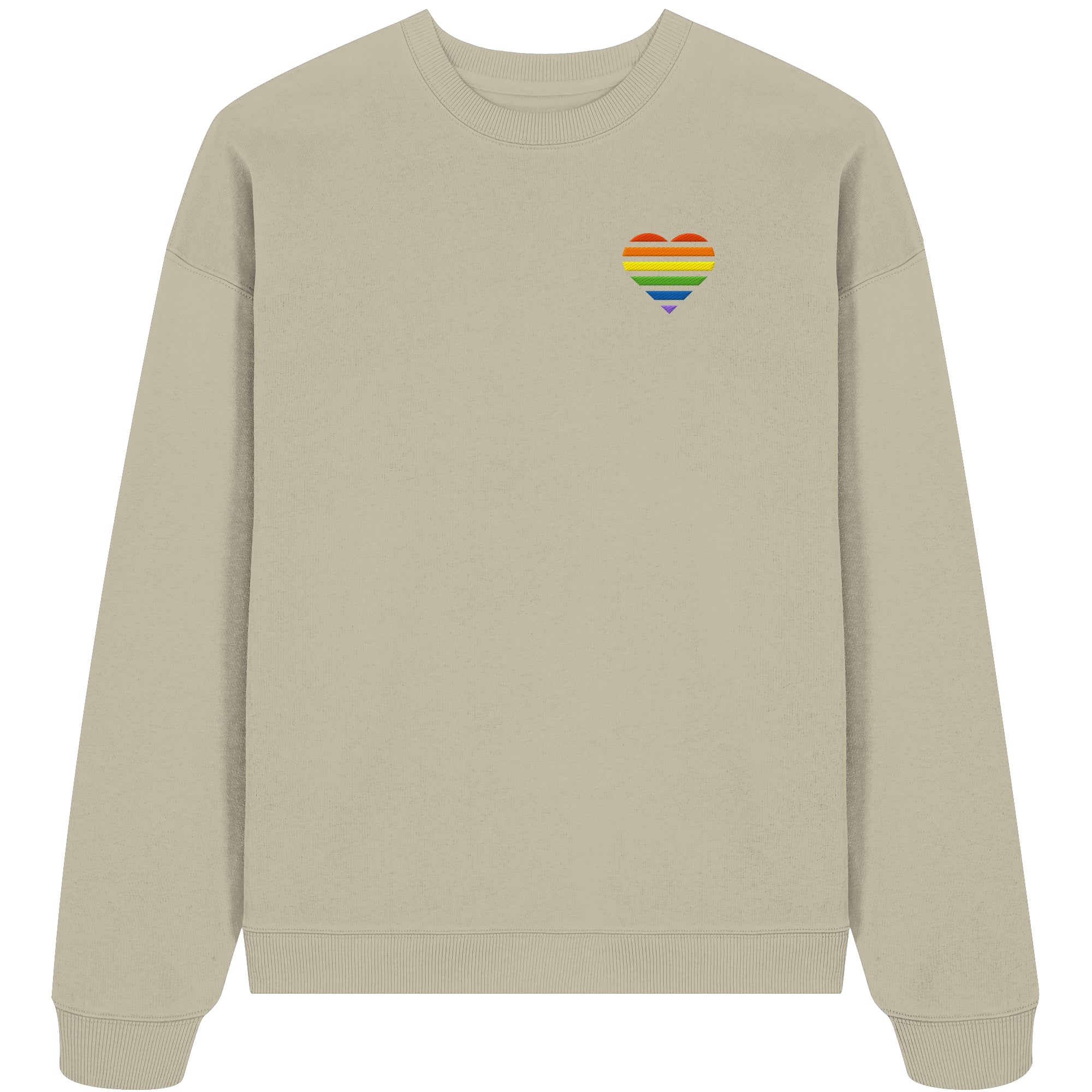 Organic Oversize Sweatshirt - Pride Flag Herz Stick