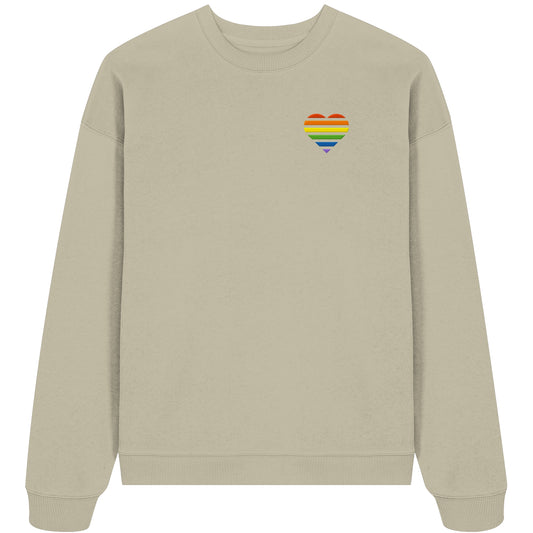 Organic Oversize Sweatshirt - Pride Flag Herz Stick