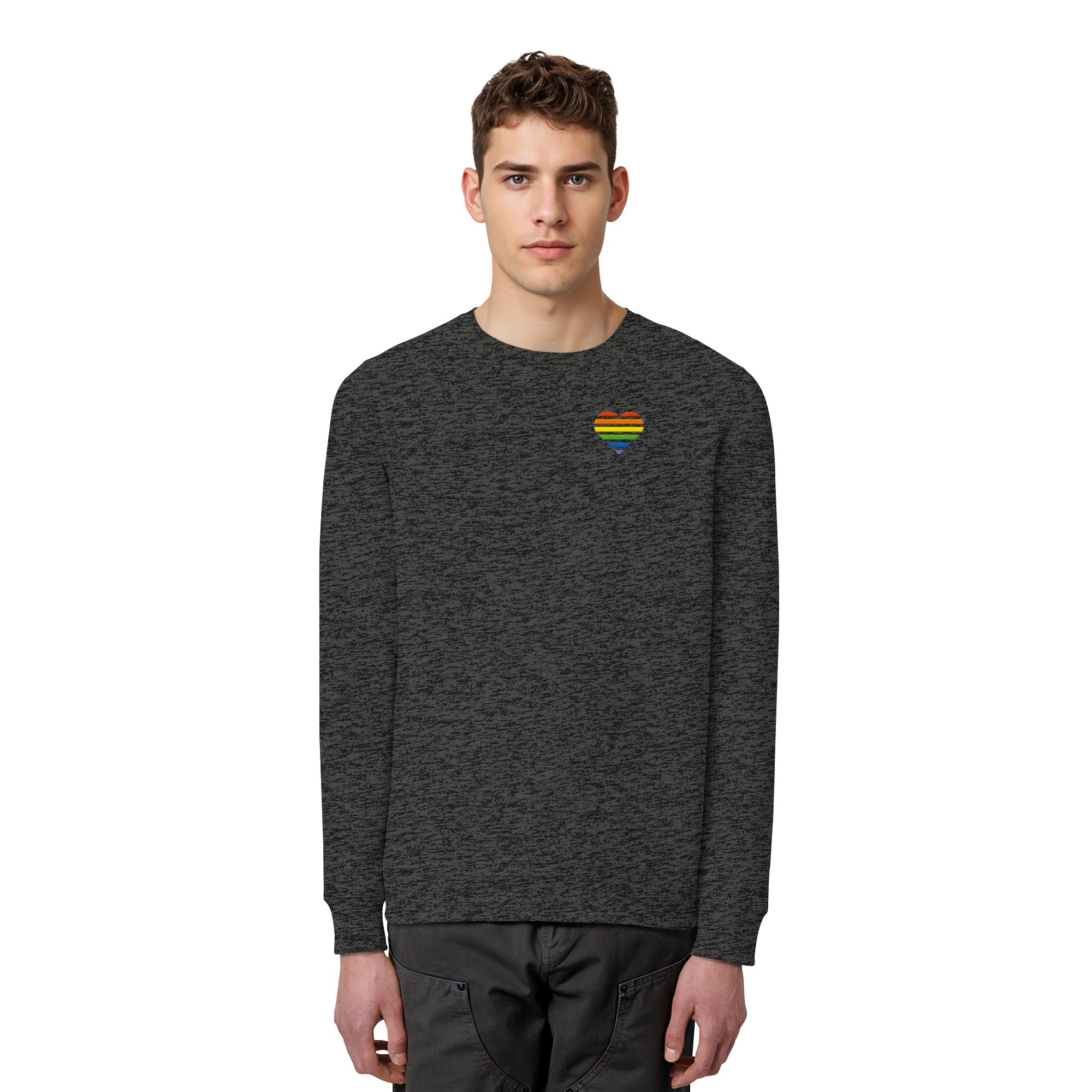 Organic Basic Sweatshirt - Pride Flag Herz
