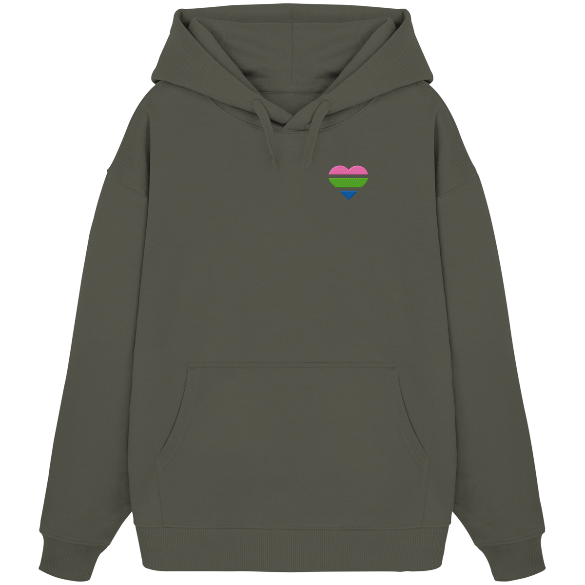 Organic Oversize Hoodie mit Herz Stick - Polysexual