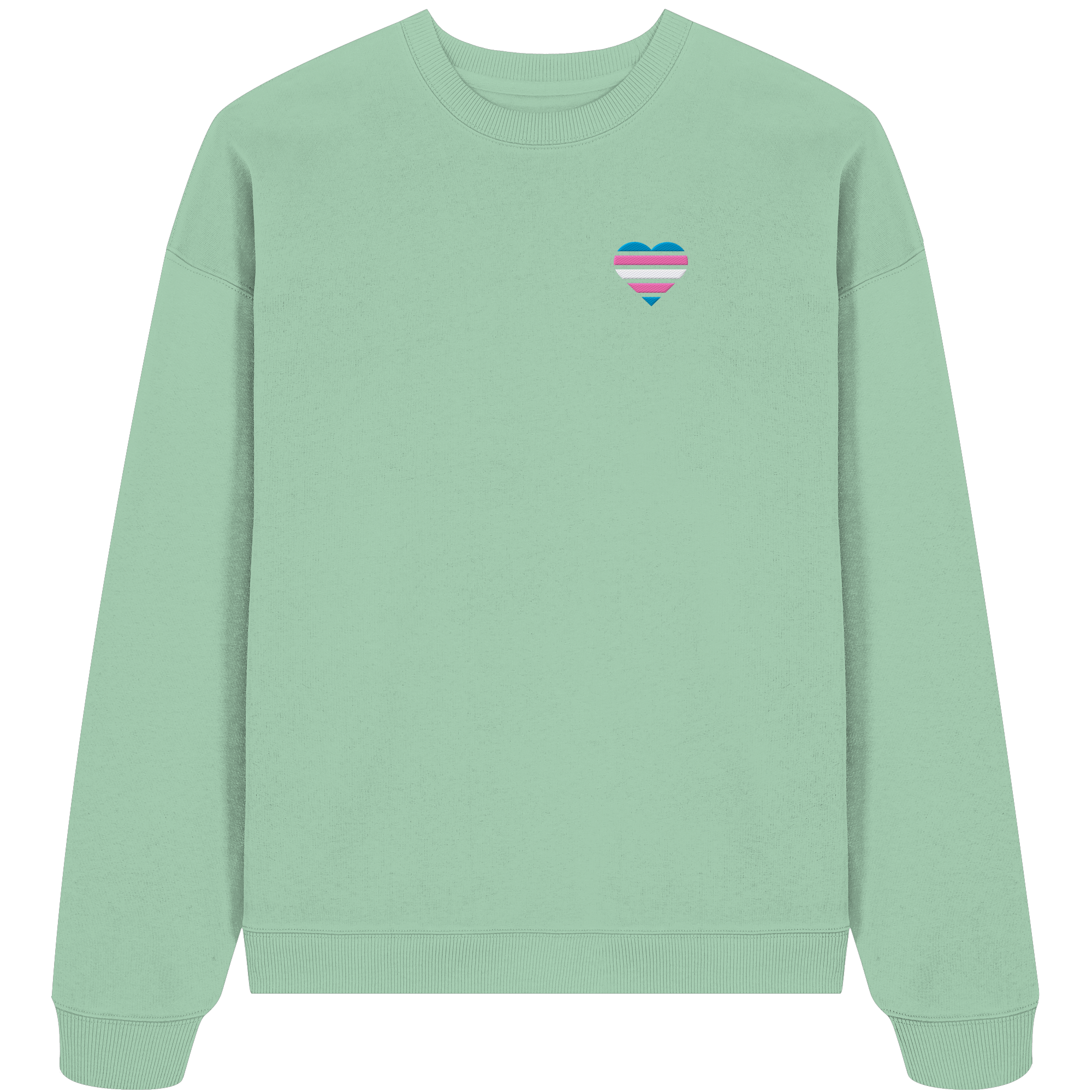 Organic Oversize Sweatshirt - Trans Flag Herz Stick