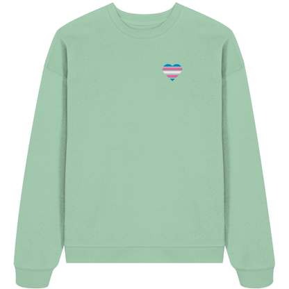 Organic Oversize Sweatshirt mit Herz Stick - Trans