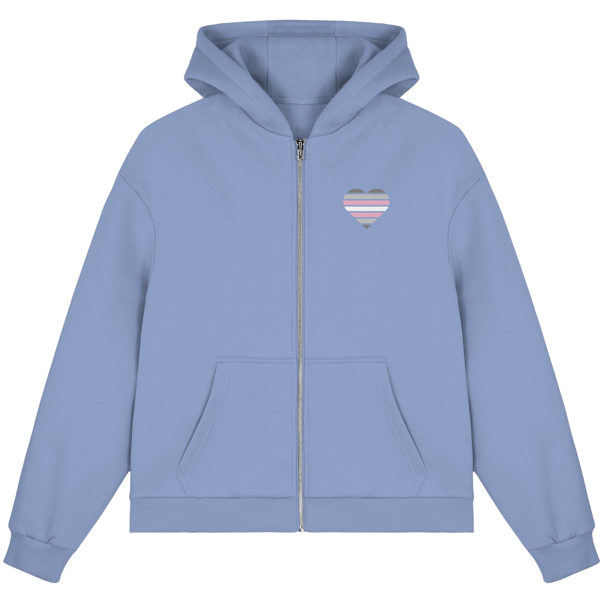 Fluffy Boxcut Zipper - Demigirl Flag Herz Print