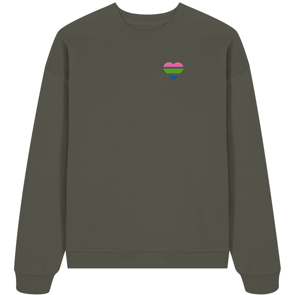 Organic Oversize Sweatshirt mit Herz Stick - Polysexual