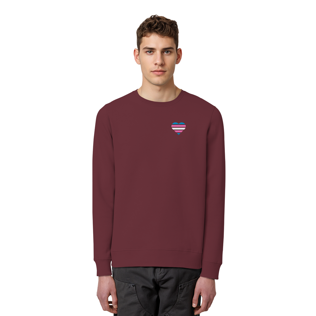 Organic Basic Sweatshirt mit Herz Stick - Trans