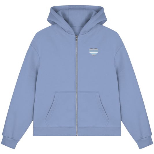 Fluffy Boxcut Zipper - Demiboy Flag Herz Print