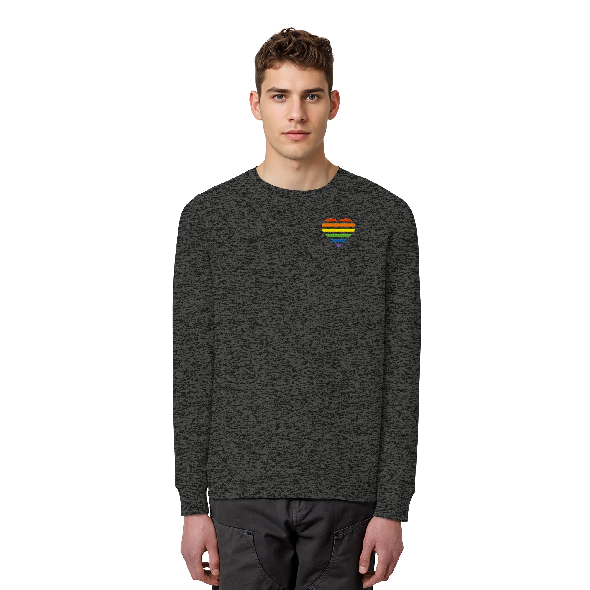 Organic Basic Sweatshirt - Pride Flag Herz Stick