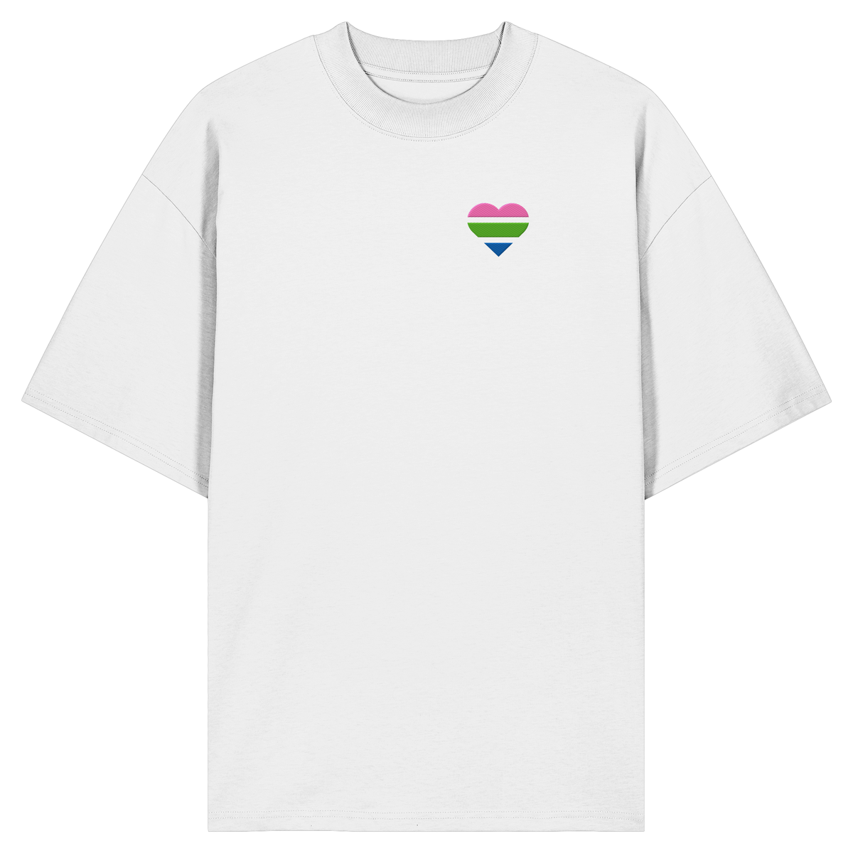 Organic Oversize Shirt mit Herz Stick - Polysexual