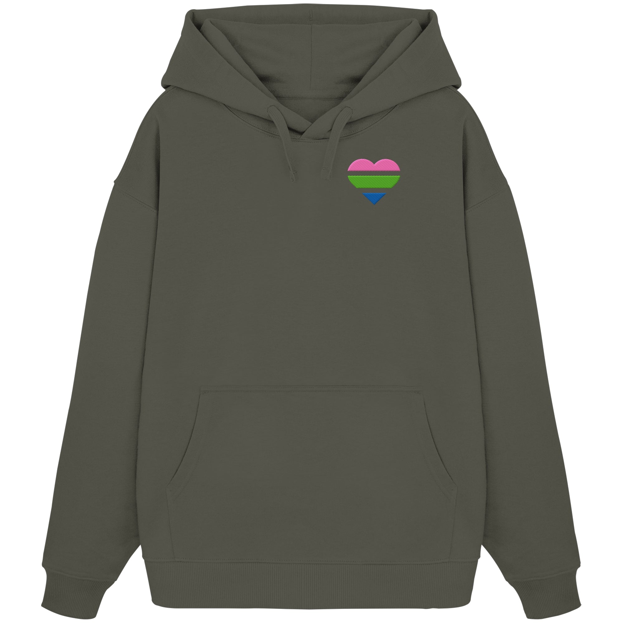 Organic Oversize Hoodie - Polysexual Flag Herz Stick