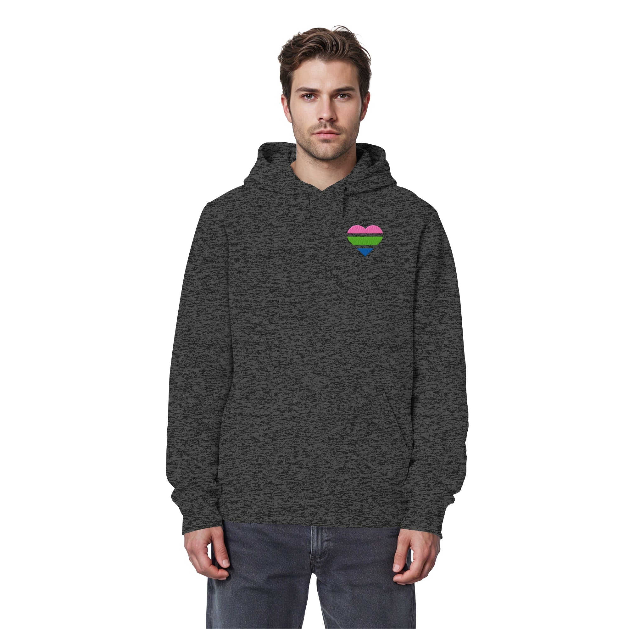 Organic Basic Hoodie - Polysexual Flag Herz Stick