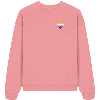 Organic Oversize Sweatshirt mit Herz Stick - Nonbinary