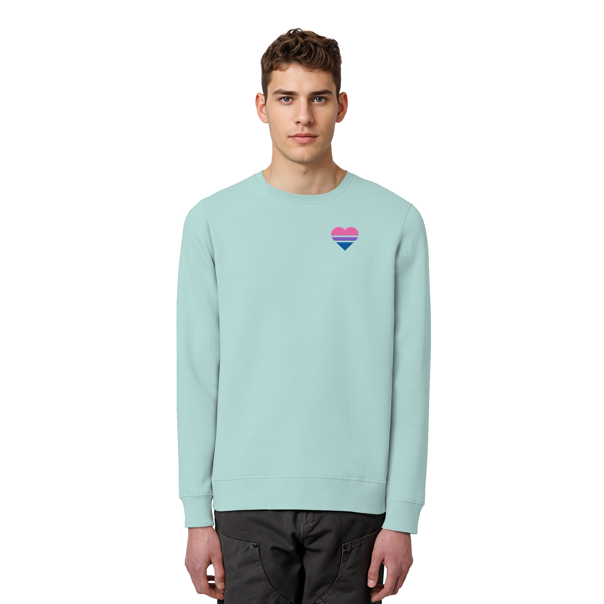 Organic Basic Sweatshirt - Bisexual Flag Herz Stick